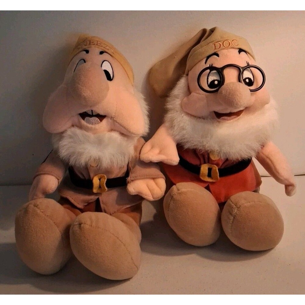 Disney 12" Sneezy And Doc Stuffed Plush Snow White The Seven Dwarfs Disney
